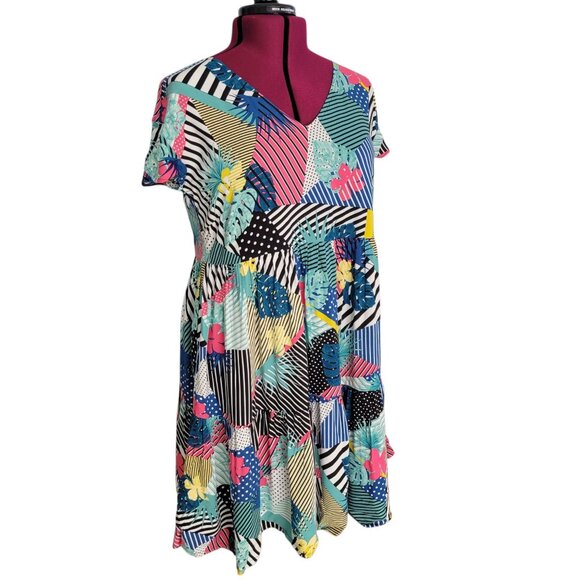 Loralette Multicolor Patchwork Print Dress (Size 14) - Picture 8 of 8